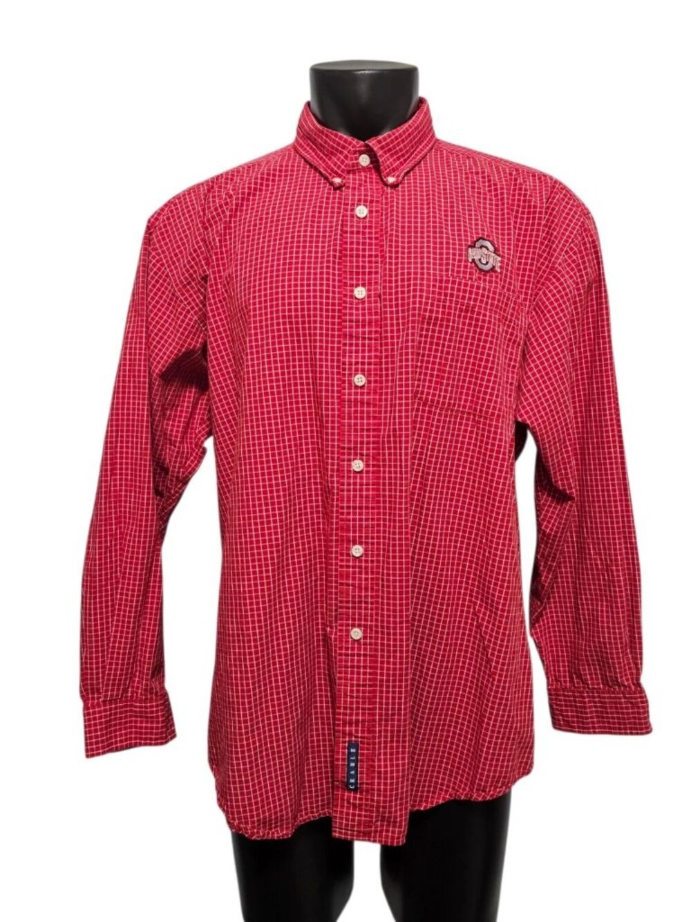 Crable Sportswear Ohio State Buckeyes Men’s XXL Red White Plaid Button Up